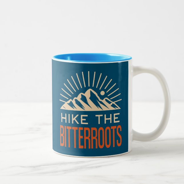 Hike The Bitterroots Idaho Montana Sunburst Two-Tone Coffee Mug (Right)