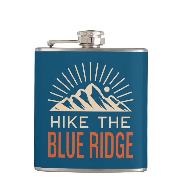 Hike The Blue Ridge Mountains Sunburst Flask (Front)