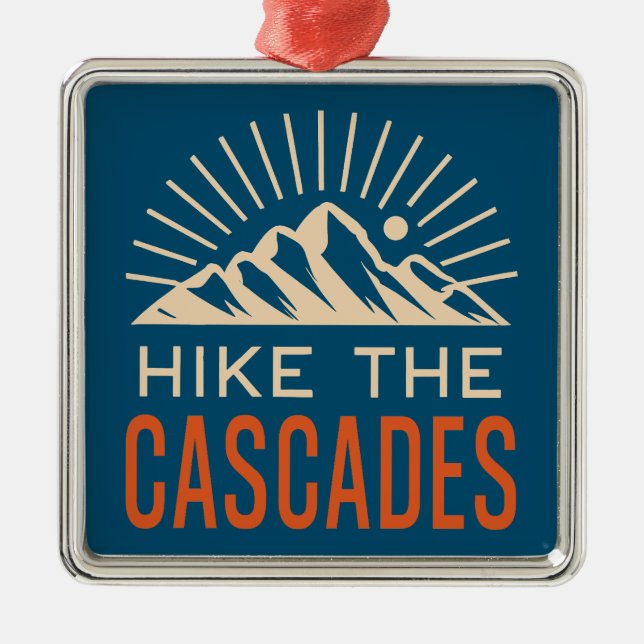 Hike The Cascades Sunburst Metal Ornament (Front)