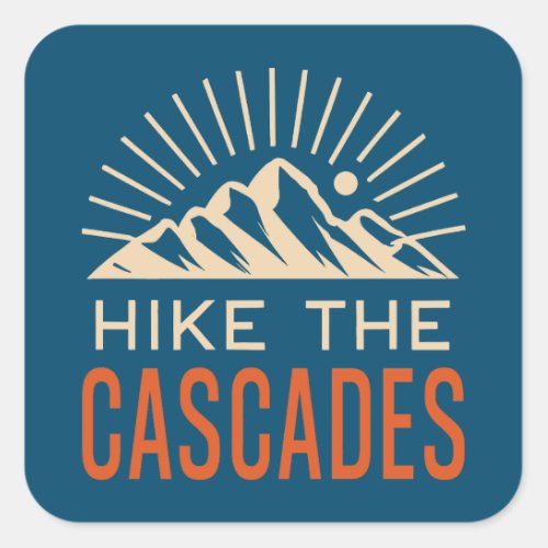 Hike The Cascades Sunburst Square Sticker