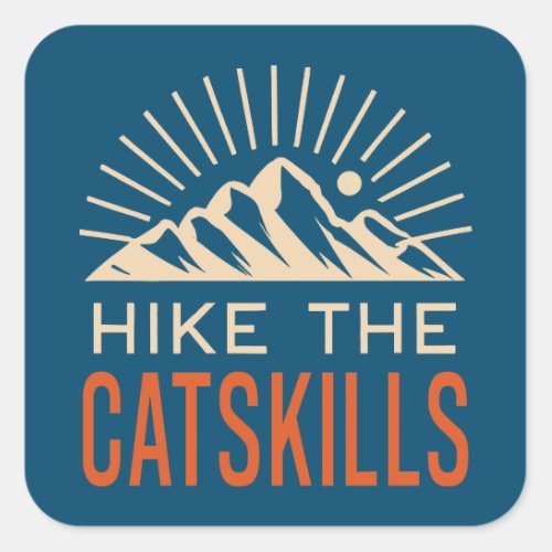 Hike The Catskills New York Sunburst Square Sticker