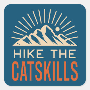 Hike The Catskills New York Sunburst Square Sticker