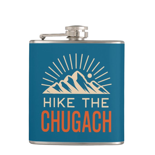 Hike The Chugach Mountains Sunburst Flask (Front)