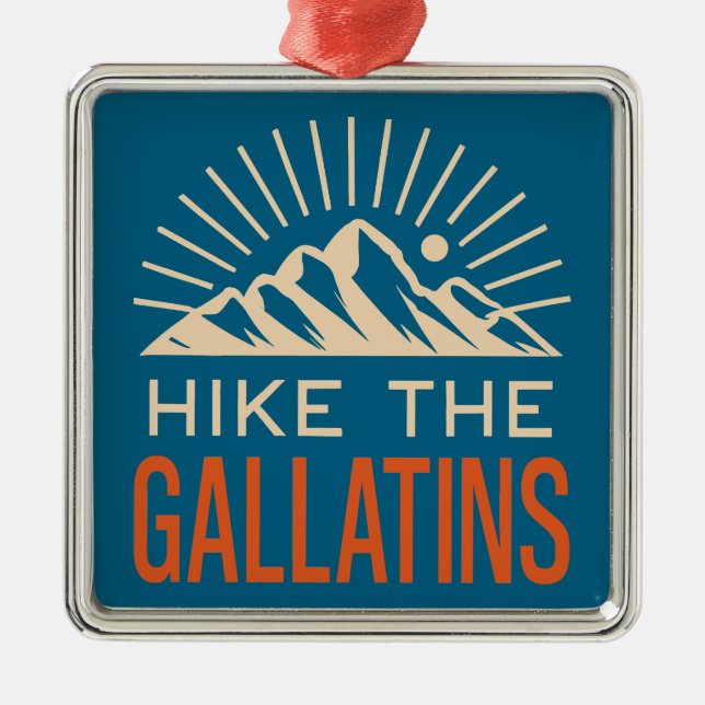 Hike The Gallatin Mountains Sunburst Metal Ornament (Front)
