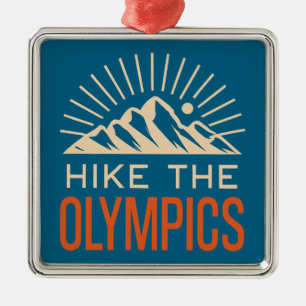 Hike The Olympic Mountains Washington Sunburst Metal Ornament