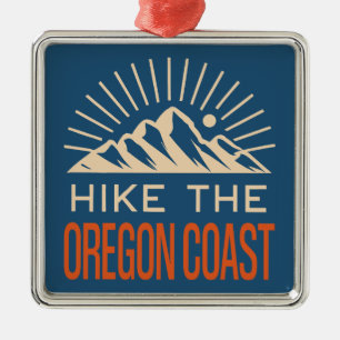 Hike The Oregon Coast Trail Sunburst Metal Ornament