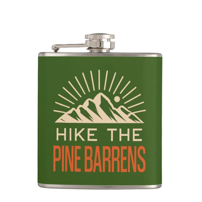 Hike The Pine Barrens New Jersey Sunburst Flask (Front)