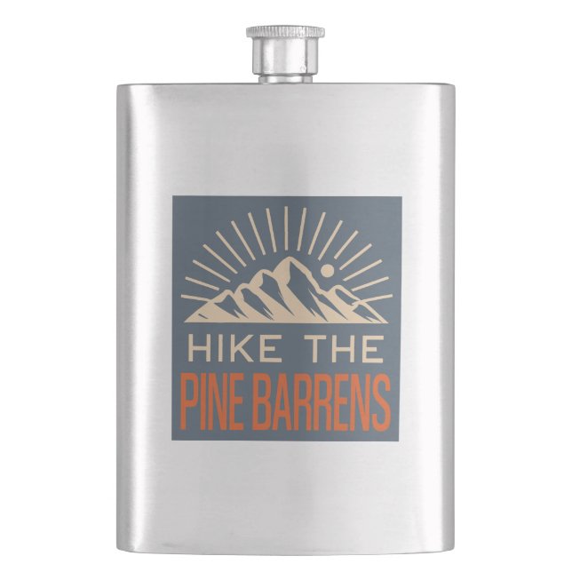 Hike The Pine Barrens New Jersey Sunburst Flask (Front)