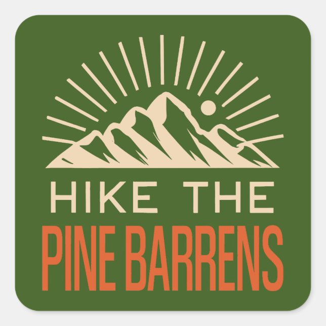 Hike The Pine Barrens New Jersey Sunburst Square Sticker (Front)