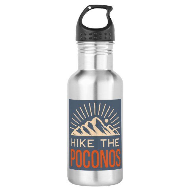 Hike The Poconos Sunburst Stainless Steel Water Bottle (Front)