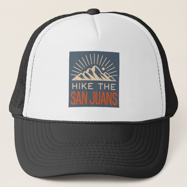 Hike The San Juan Mountains Sunburst Trucker Hat (Front)