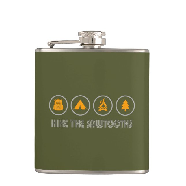 Hike The Sawtooths Idaho Flask (Front)