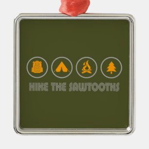 Hike The Sawtooths Idaho Metal Ornament