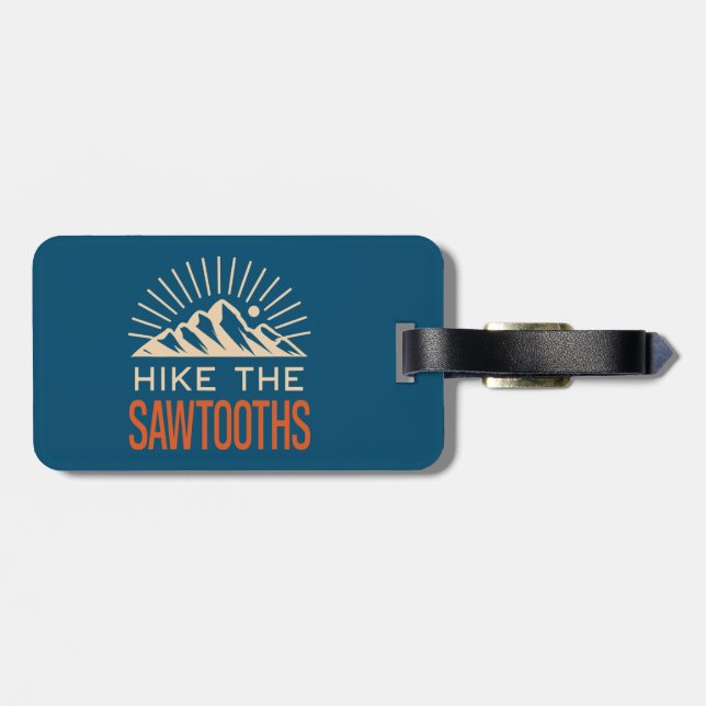 Hike The Sawtooths Idaho Sunburst Luggage Tag (Back Horizontal)