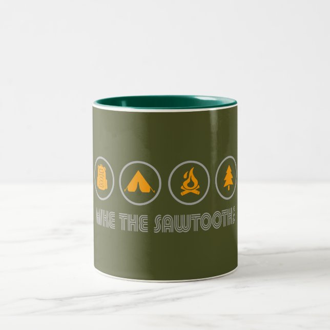 Hike The Sawtooths Idaho Two-Tone Coffee Mug (Center)