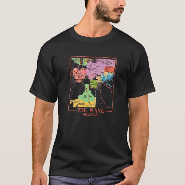 Hike The Wave Arizona Hiking Map Coyote Buttes San T-Shirt (Front)