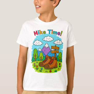 Hike Time Kids Crayon Adventure Art T-Shirt