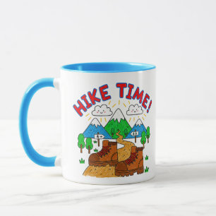 Hike Time Kids Drawing with Mountains Mug