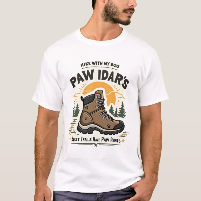 Hike With My Dog Paw-Idar's Hiking Boot Graphic T-Shirt (Front)
