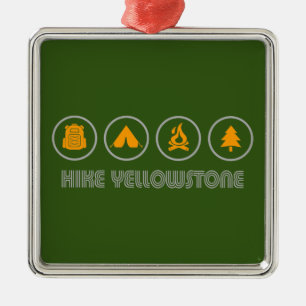 Hike Yellowstone Metal Ornament