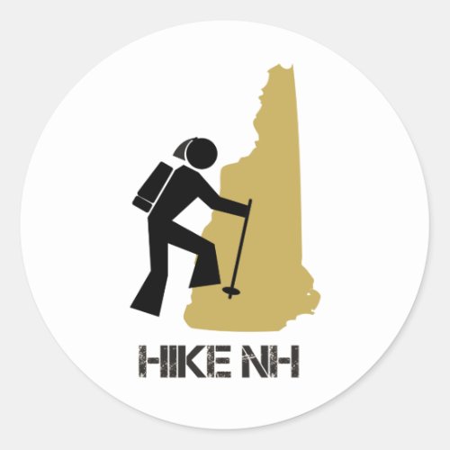 HikeNH Hiker Backpacker New Hampshire _ Woman Classic Round Sticker