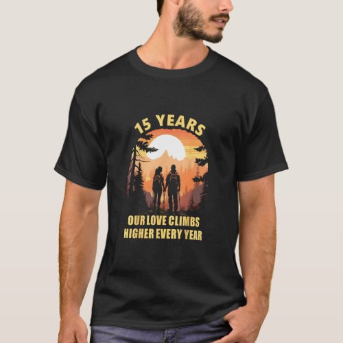Hiker 15 Years Married Hike Gear Hiking Couple  T_Shirt