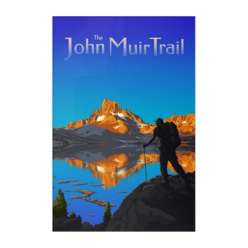 Hiker and Banner Peak _ John Muir Trail _ Logo Acrylic Print