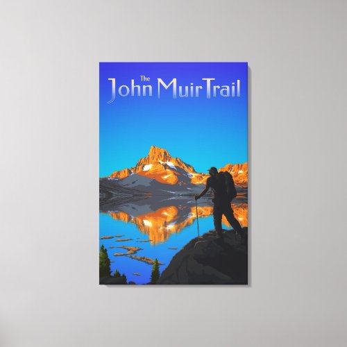 Hiker and Banner Peak _ John Muir Trail _ Logo Canvas Print