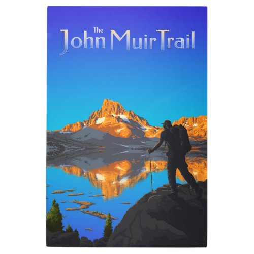 Hiker and Banner Peak _ John Muir Trail _ Logo Metal Print