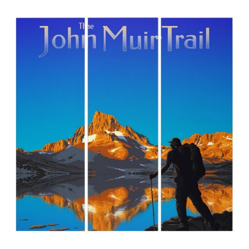 Hiker and Banner Peak _ John Muir Trail _ Logo Triptych