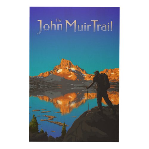 Hiker and Banner Peak _ John Muir Trail _ Logo Wood Wall Art