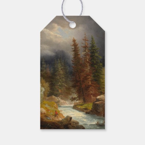 Hiker Beside a Torrential River Gift Tags