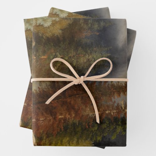Hiker Beside a Torrential River in a German Forest Wrapping Paper Sheets