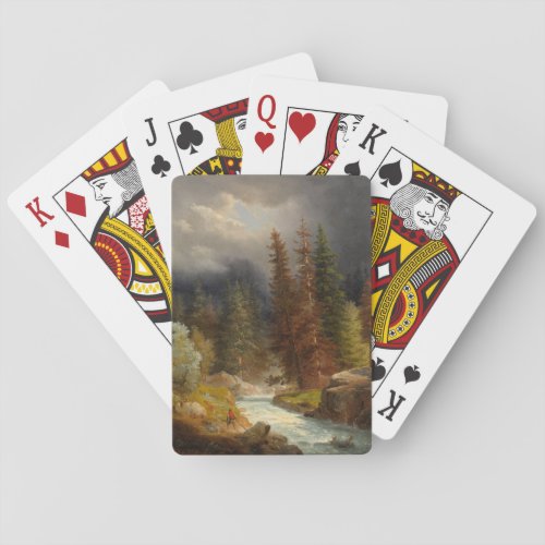 Hiker Beside a Torrential River Poker Cards