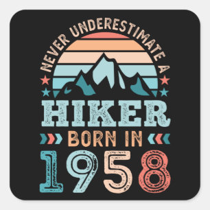 Hiker born in 1958 70th Birthday Hiking Retro Gift Square Sticker