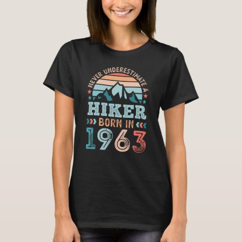 Hiker born in 1963 60th Birthday Hiking Retro Gift T_Shirt