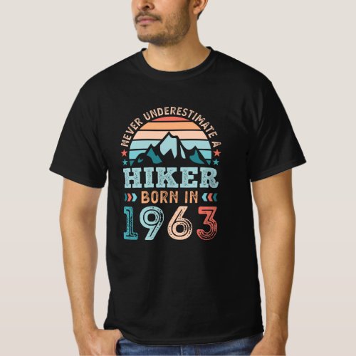 Hiker born in 1963 60th Birthday Hiking Retro Gift T_Shirt