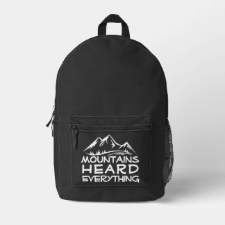 Hiker camping humor black white printed backpack