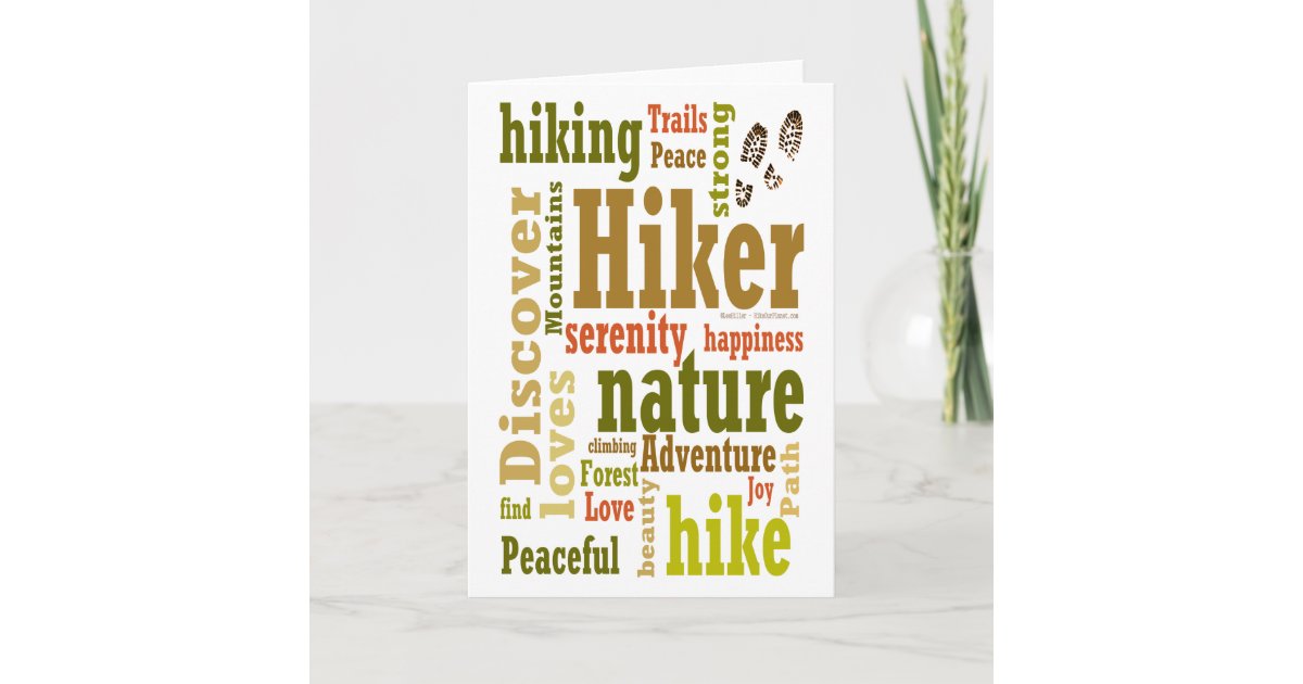 Hiker Hiking Word Cloud Folded Greeting Card