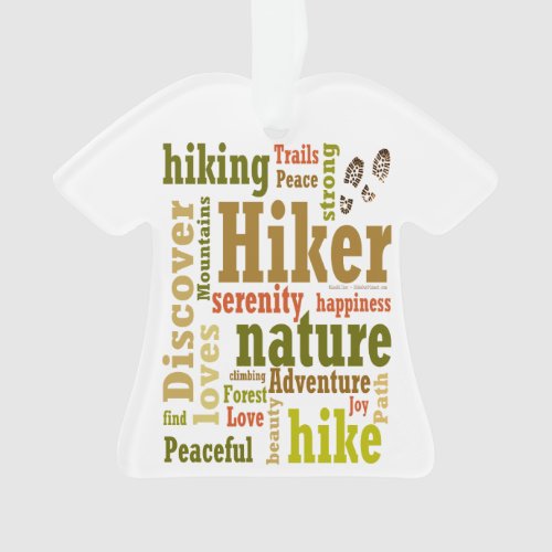 Hiker Hiking Word Cloud T_Shirt Ornament