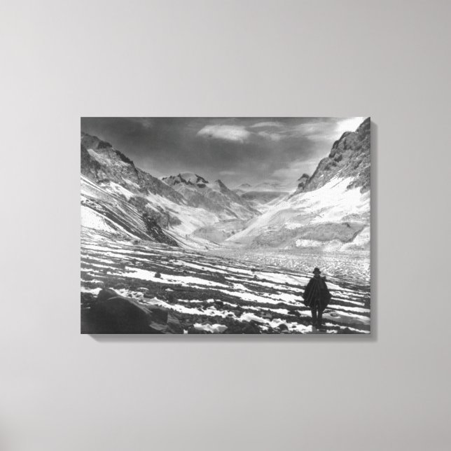 Hiker in the Aconcagua Valley in Chili Photograp Canvas Print (Front)