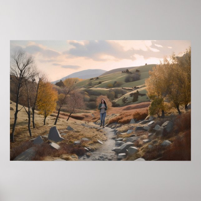 Hiker in the hills poster (Front)