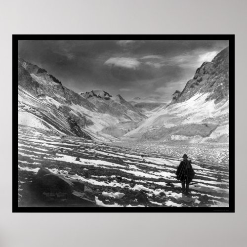 Hiker in the Mount Aconcagua Valley in Chile 1915 Poster