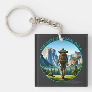 Hiker in Yosemite National park Keychain