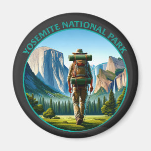 Hiker in Yosemite National park Magnet