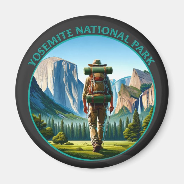 Hiker in Yosemite National park Magnet (Front)