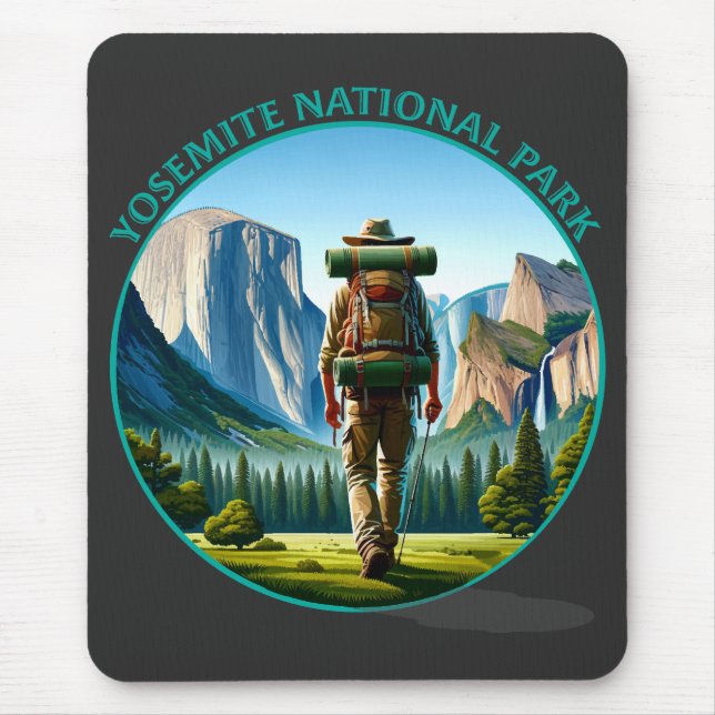 Hiker in Yosemite National park Mouse Pad (Front)