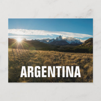 Hiker Looking At Fitz Roy Mountains, Patagonia Postcard