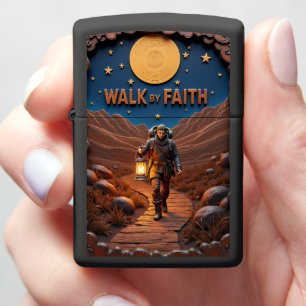 Hiker Night Path Full Moon Zippo Lighter