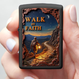 Hiker Night Trail Walk By Faith Zippo Lighter